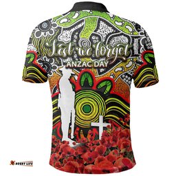 Panthers Polo Shirt Anzac Day Poppy Flowers With Aboriginal