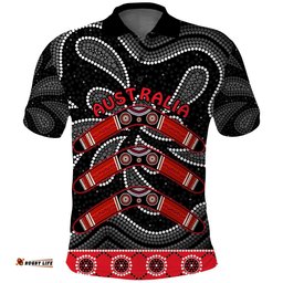 Aboriginal Boomerang Polo Shirt Kangaroo Australia