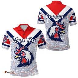 Custom Personalised TI TREE Roosters Polo Shirt 2021 Indigenous Vibes - White