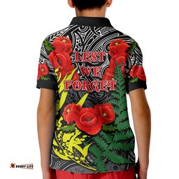 Anzac Day Polo Shirt Maori Patterns White Color