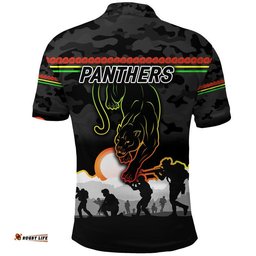 Penrith Panthers ANZAC 2022 Polo Shirt Simple Style - Black