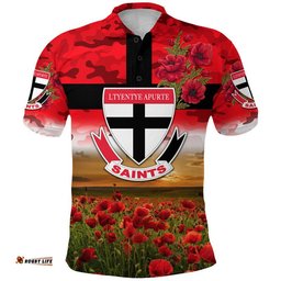Custom Personalised Ltyentye Apurte ANZAC Polo Shirt Poppy Vibes - Saints