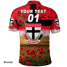 Custom Personalised Ltyentye Apurte ANZAC Polo Shirt Poppy Vibes - Saints