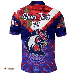 Custom Personalised Roosters ANZAC Polo Shirt Indigenous Vibes - Blue