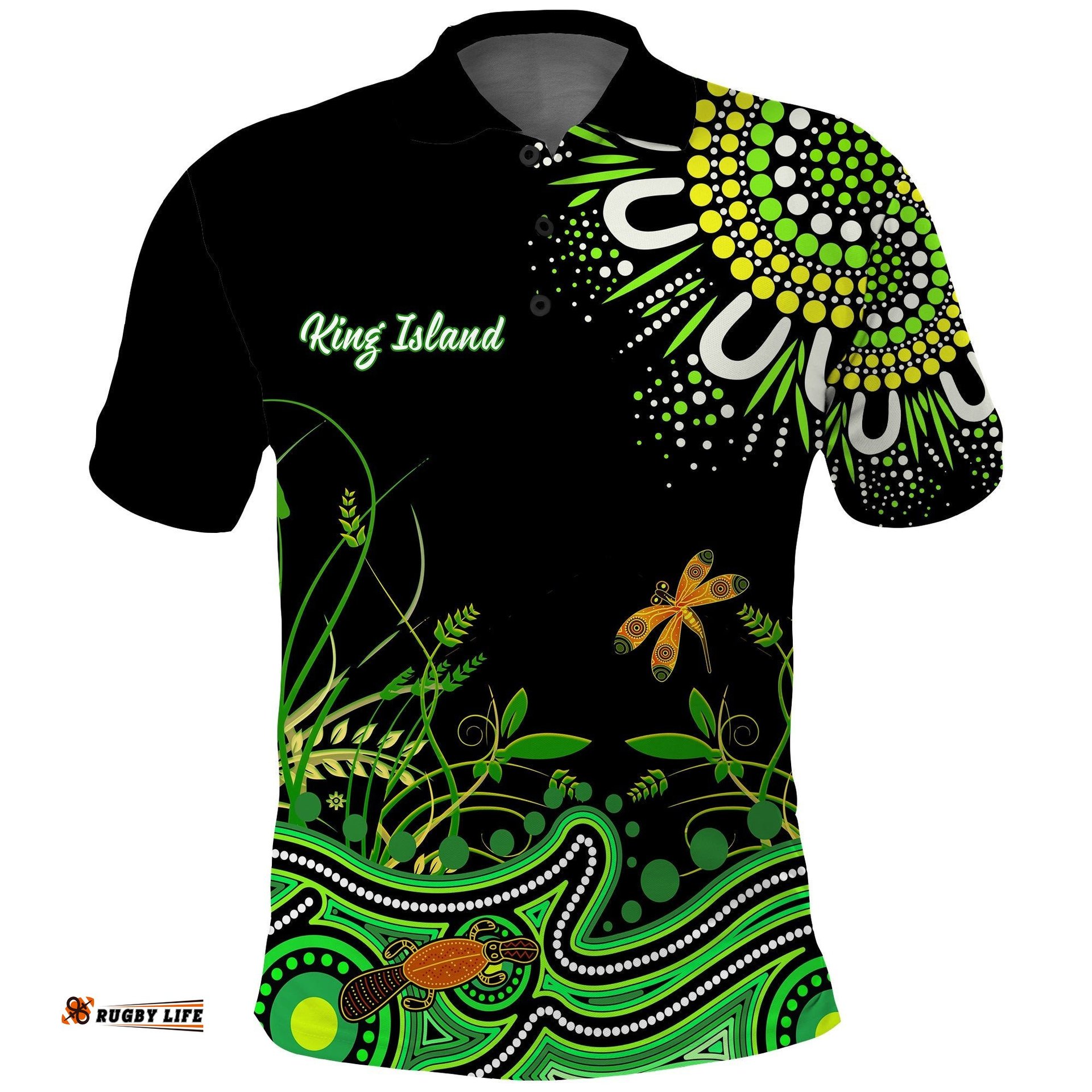 Happy King Island Show Polo Shirt Aboriginal Tasmania Australia