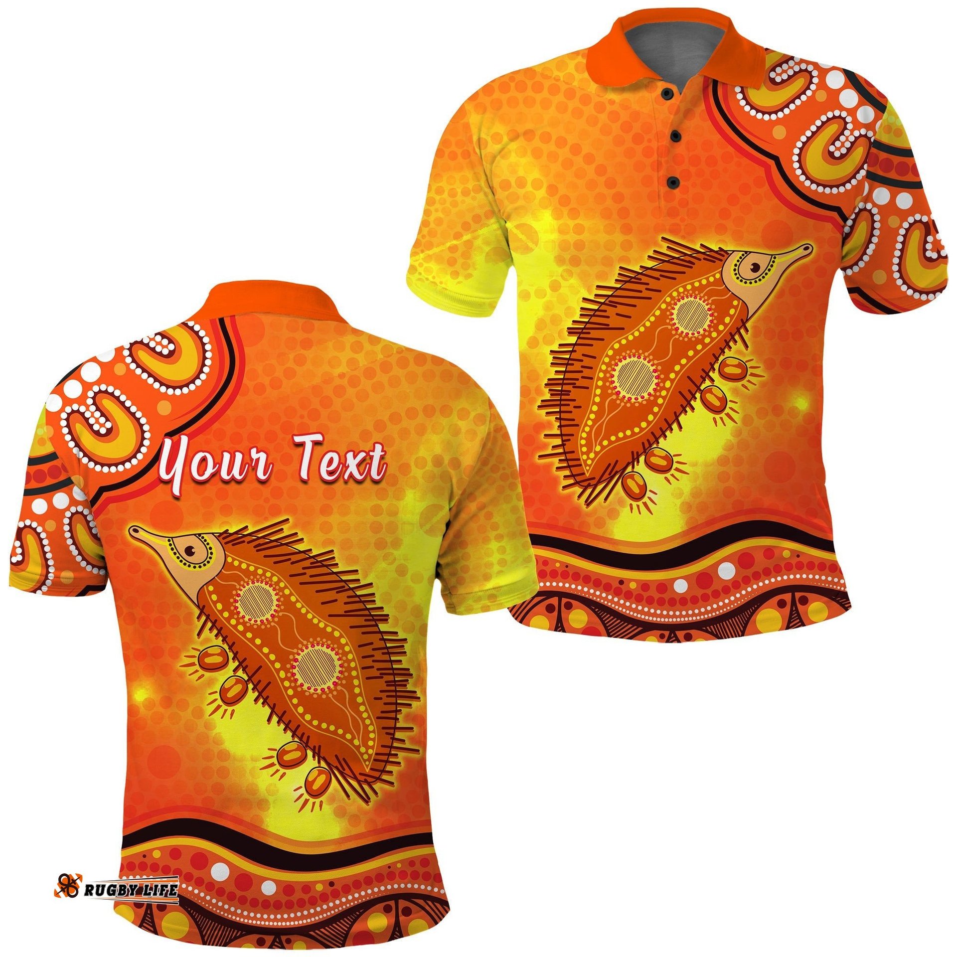 Custom Personalised Echidna Aboriginal Polo Shirt Australian Animal