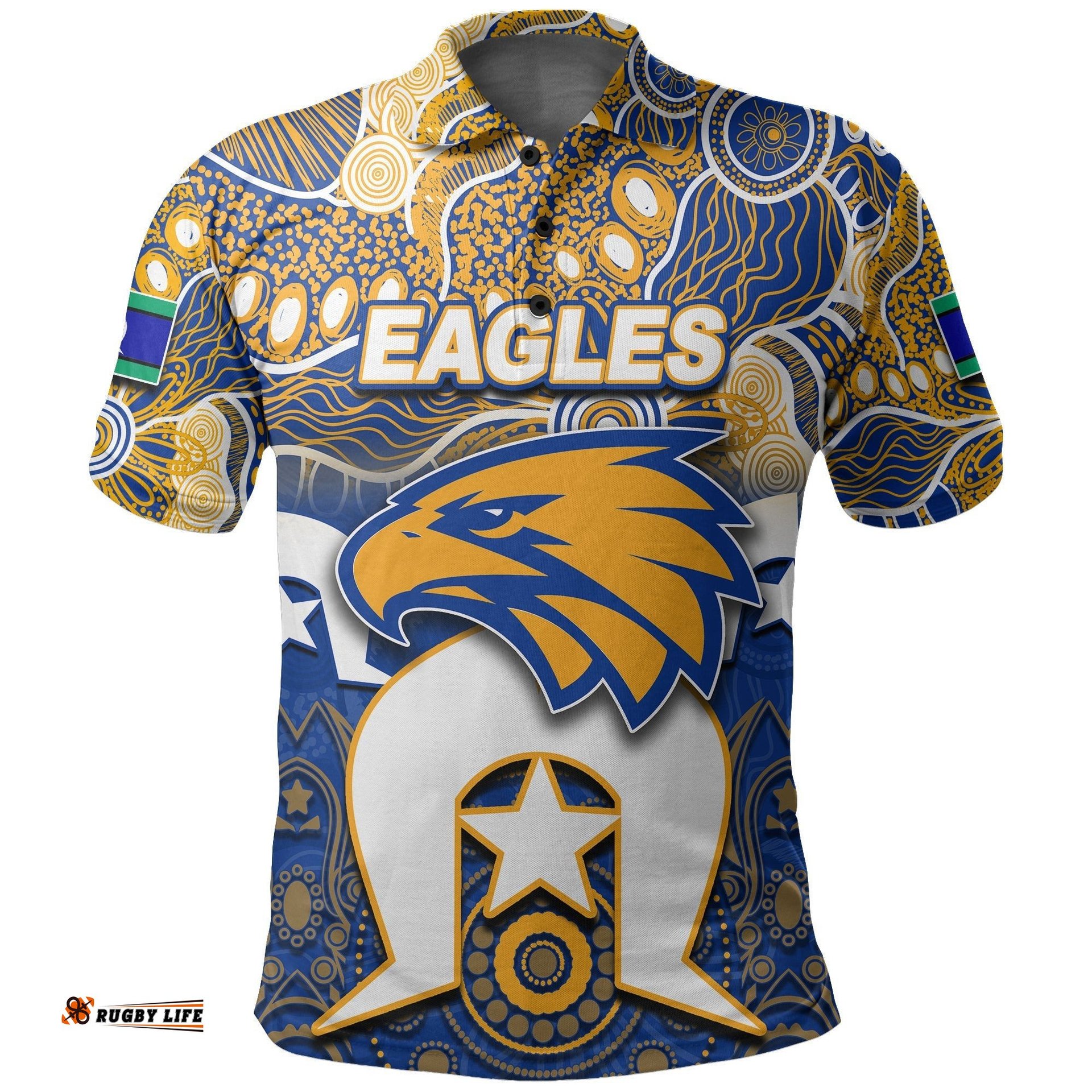Custom Personalised Eagles Australian Football Torres Strait Islanders Mix Aboriginal Polo Shirt