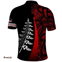 Custom Personalised Waitangi Day Polo Shirt Maori Mix Fern Style Red