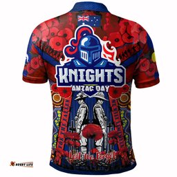 Knights Rugby Anzac Custom Watercolour Polo Shirt - Remembrance Indigenous Newcastle Knights With Poppy Flower Home and Away