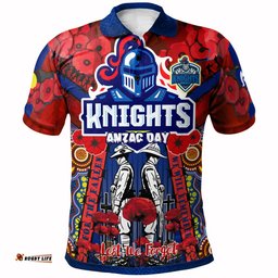 Knights Rugby Anzac Custom Watercolour Polo Shirt - Remembrance Indigenous Newcastle Knights With Poppy Flower Home and Away