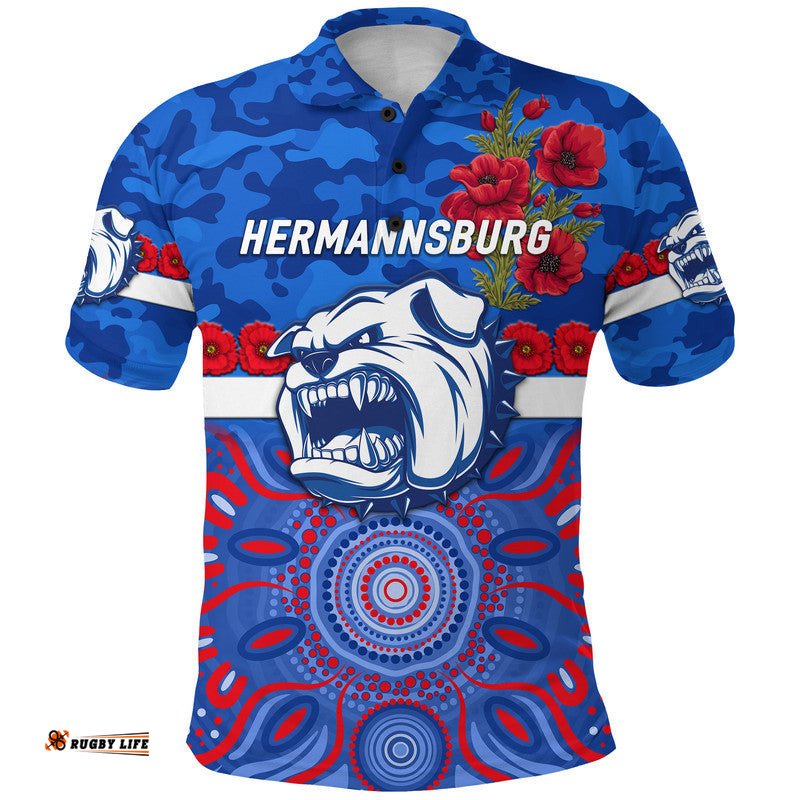 Custom Personalised Hermannsburg Western Aranda Bulldogs Football Club ANZAC Polo Shirt Indigenous Vibes
