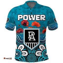 Power Anzac 2022 Polo Shirt Port Adelaide Aboriginal Remember Them