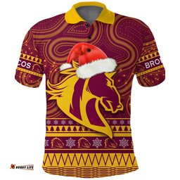 Custom Personalised Broncos Christmas Polo Shirt Brisbane Indigenous