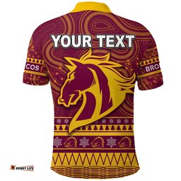 Custom Personalised Broncos Christmas Polo Shirt Brisbane Indigenous