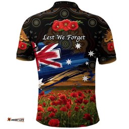 Australia Aboriginal ANZAC Polo Shirt Poppy Vibes - Black