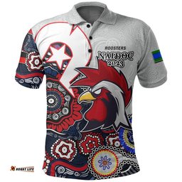 Roosters Rugby Polo Shirt NAIDOC 2023 Patterns Amazing Aussie