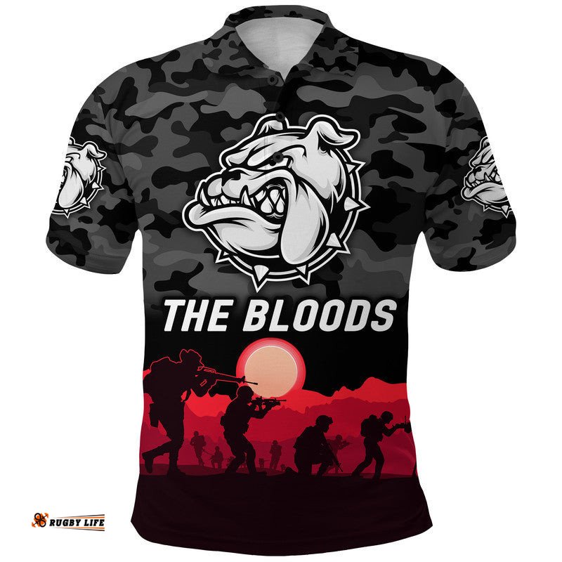 West Football Club Alice Springs ANZAC Polo Shirt The Bloods Simple Style - Black