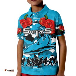 Anzac Day Polo Shirt Sharks Army Style