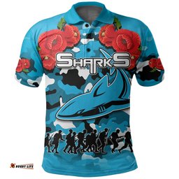 Anzac Day Polo Shirt Sharks Army Style