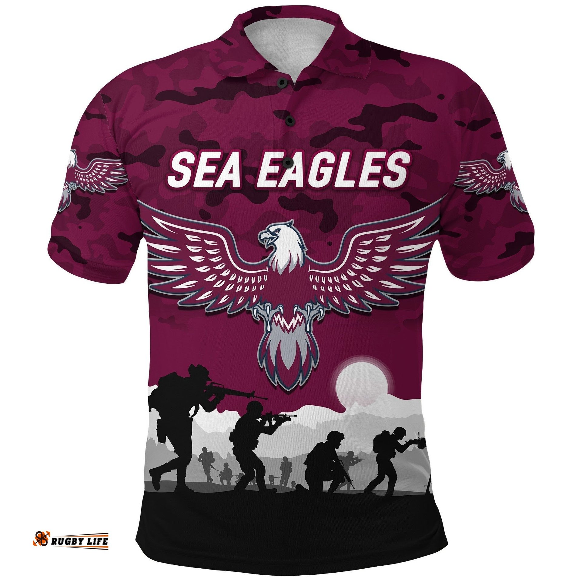 Custom Personalised Sea Eagles ANZAC Polo Shirt Simple Style