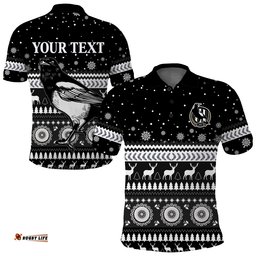 Custom Personalised Magpies Christmas Polo Shirt Indigenous Collingwood Football