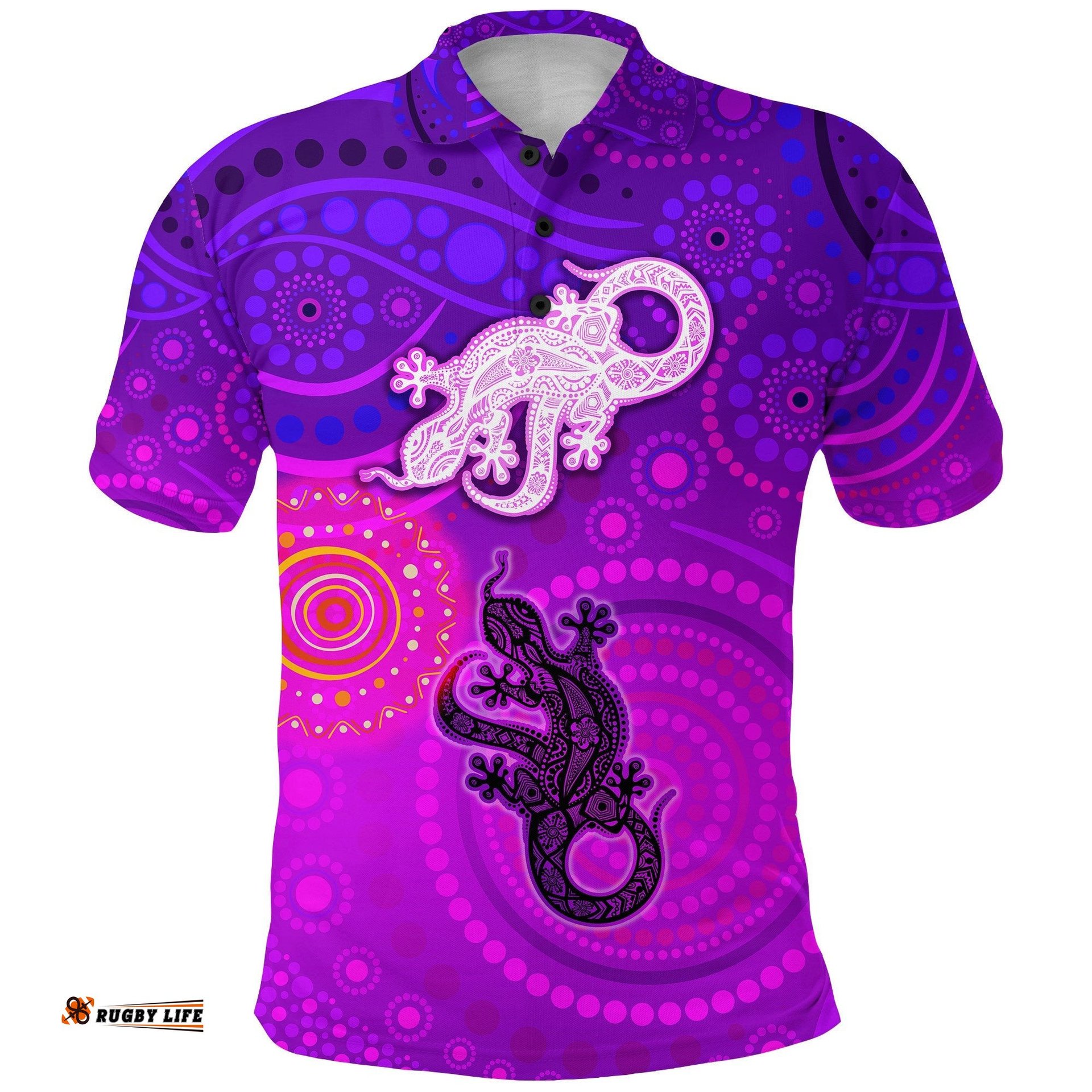 Custom Personalised Aboriginal Art Lizards Polo Shirt Indigenous Unique Vibes