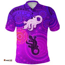 Custom Personalised Aboriginal Art Lizards Polo Shirt Indigenous Unique Vibes