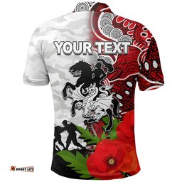 Custom PersonalisedDragons Anzac Day Aboriginal Mix Army Patterns Polo Shirt