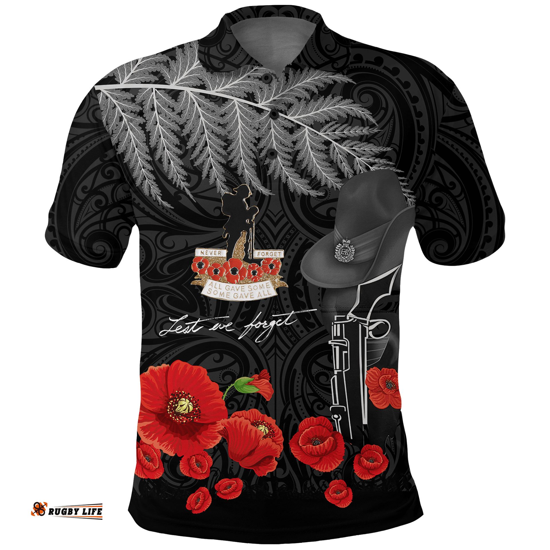 New Zealand Anzac Lest We Forget Remebrance Day Polo Shirt -