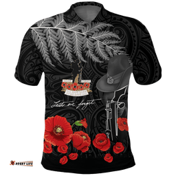 New Zealand Anzac Lest We Forget Remebrance Day Polo Shirt -