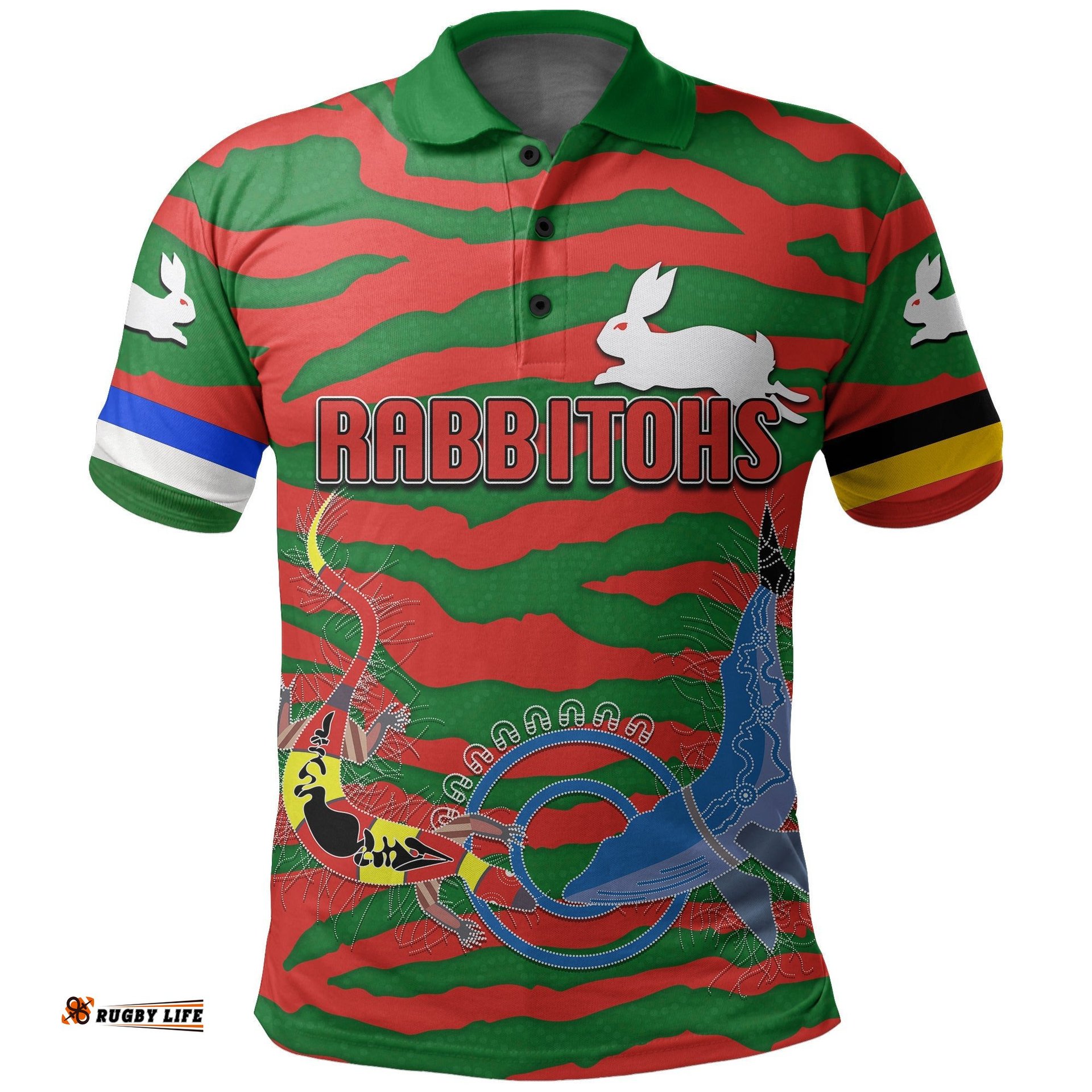Custom Personalised South Sydney Rabbitohs Polo Shirt Aboriginal 2021 Style