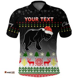 Custom Personalised Penrith Panthers Polo Shirt Merry Christmas 2021 Indigenous