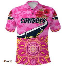 Cowboys ANZAC Polo Shirt Indigenous Vibes - Pink