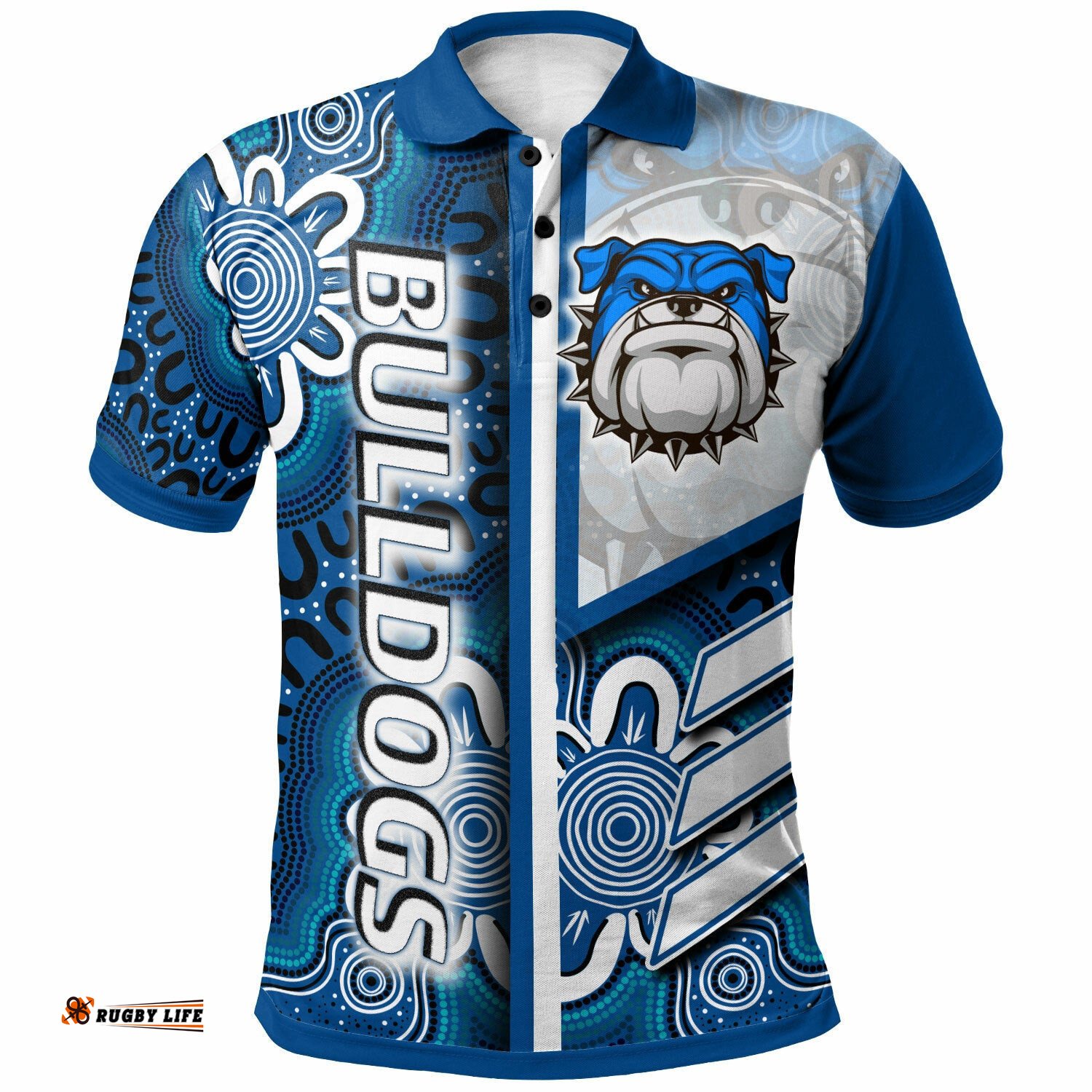 Bulldogs Rugby Polo Shirt - Custom Bulldogs Logo Aboriginal Indigenous Sport Style Polo Shirt