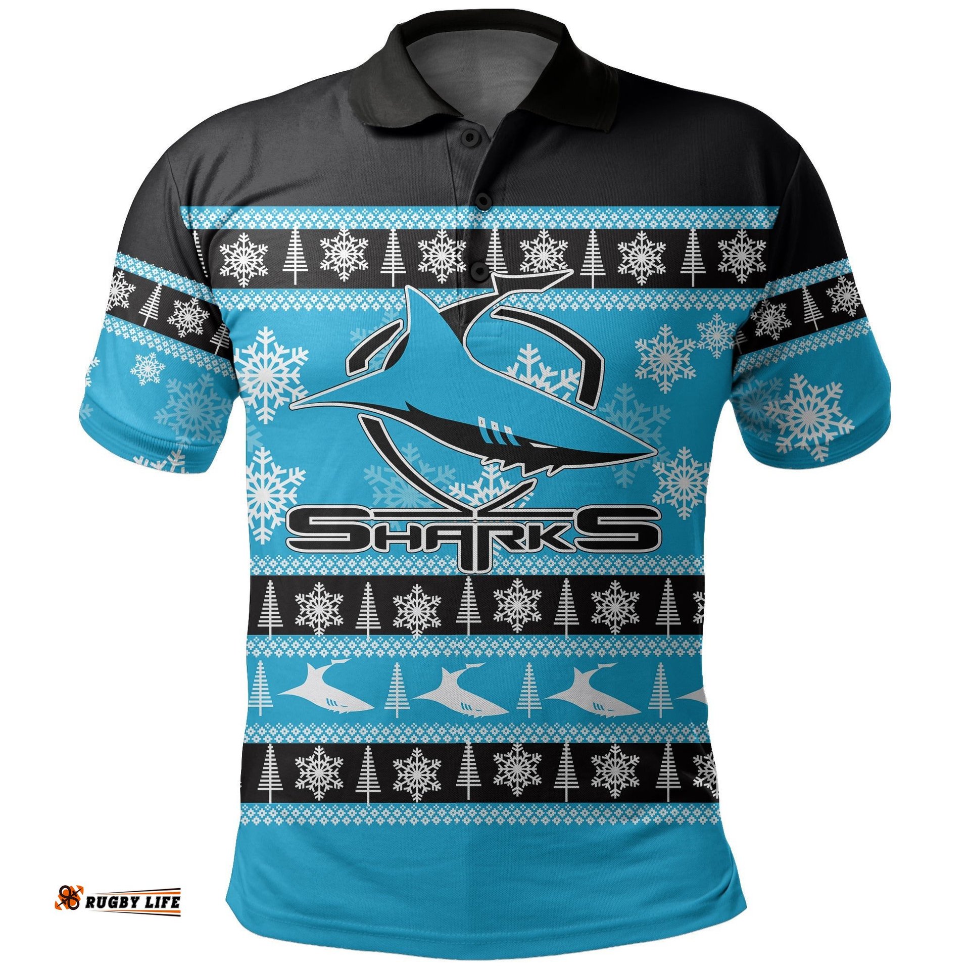 Cronulla-Sutherland Sharks Polo Shirt Christmas 2021