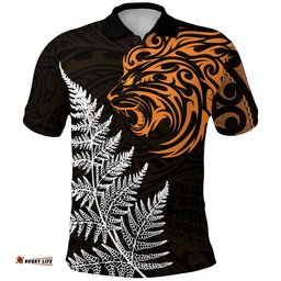 Custom Personalised Leo Zodiac Style Maori Polo Shirt Orange Lion