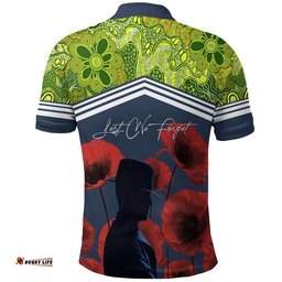 Raiders Rugby Polo Shirt Anzac Day Lest We Forget