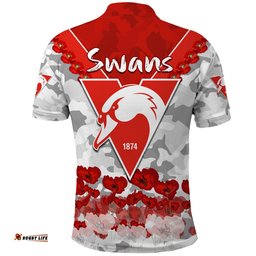 Swans Anzac 2022 Polo Shirt Bloods Sydney Poppy Flowers