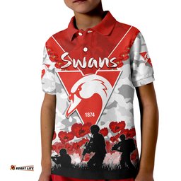 Swans Anzac 2022 Polo Shirt Bloods Sydney Poppy Flowers