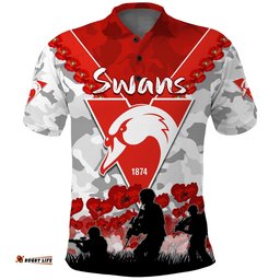 Swans Anzac 2022 Polo Shirt Bloods Sydney Poppy Flowers