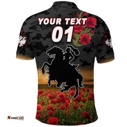 Custom Personalised St. George Illawarra Dragons ANZAC 2022 Polo Shirt Poppy Flowers Vibes - Black