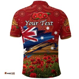 Custom Personalised Australia Aboriginal ANZAC Polo Shirt Poppy Vibes - Red