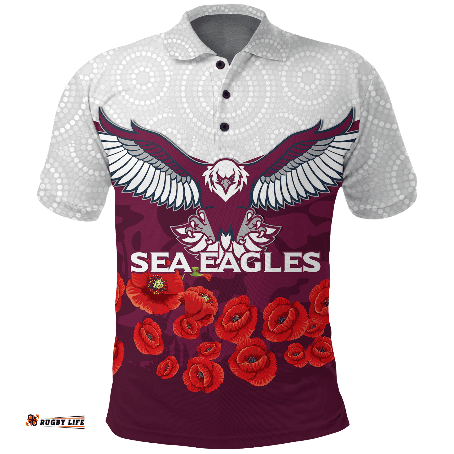 Custom Personalised Sea Eagles Anzac Day Indigenous Art Polo Shirt -