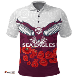 Custom Personalised Sea Eagles Anzac Day Indigenous Art Polo Shirt -