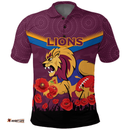 Brisbane Lions Anzac Day Polo Shirt - Indigenous Art -