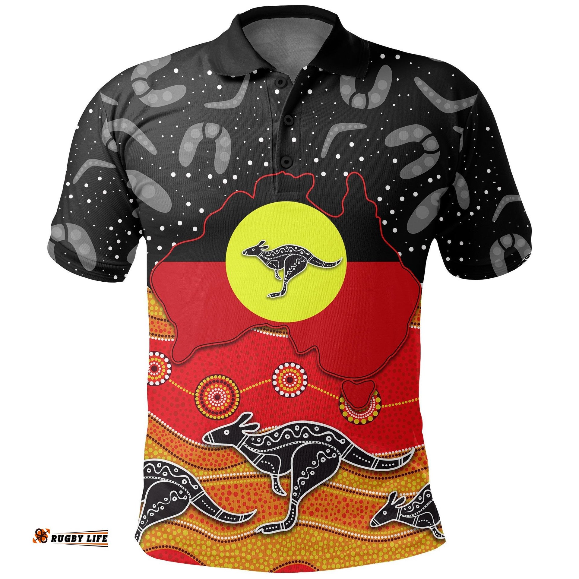 Aboriginal Flag Polo Shirt Map Aussie
