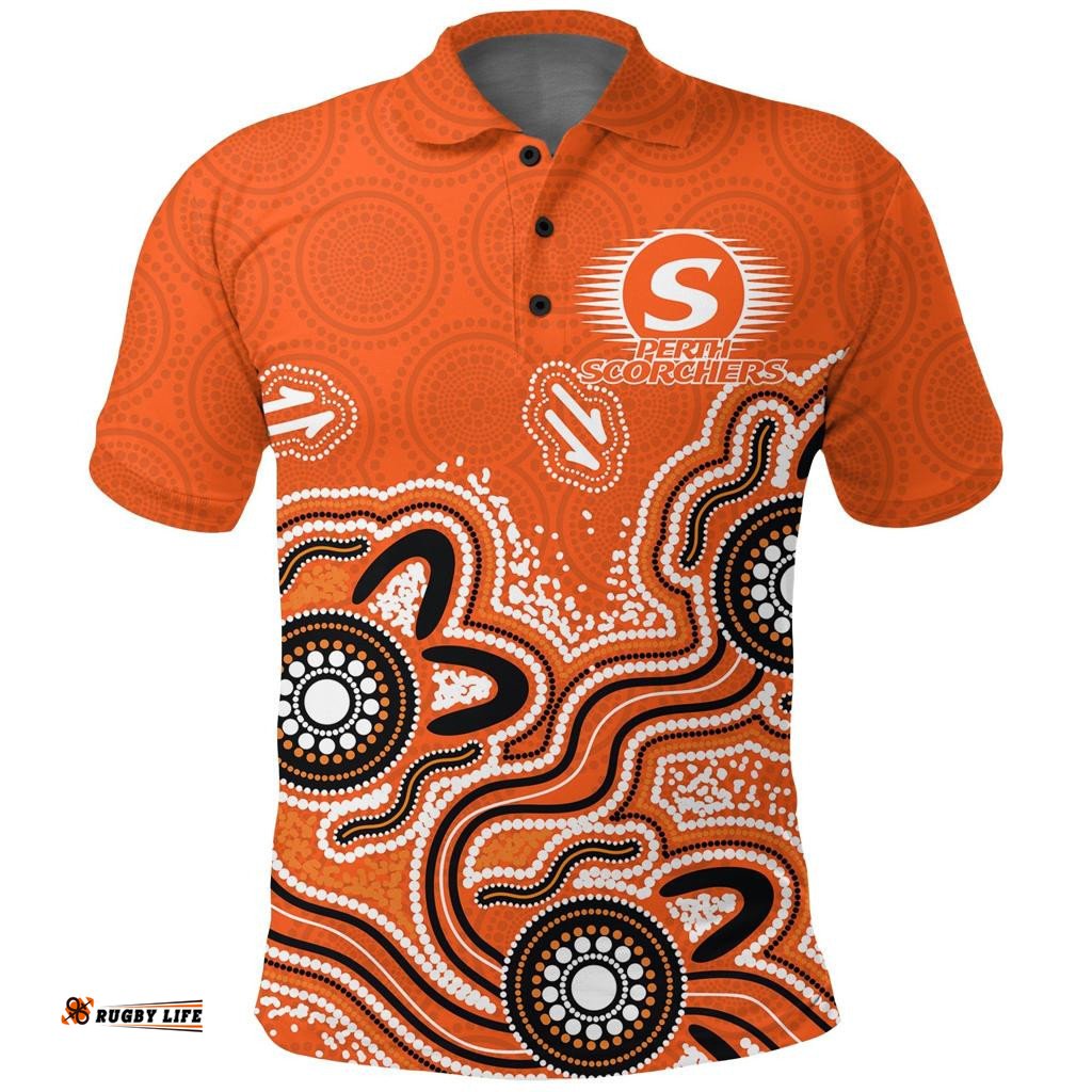 Perth Scorchers Polo Shirt - Aboriginal Art -
