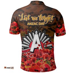 Anzac Day Hawks Polo Shirt Poppy Flowers With Army Patterns