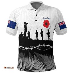 Vibe Hoodie Clothing - New Zealand Anzac Day Silhouette Soldier Polo Shirt