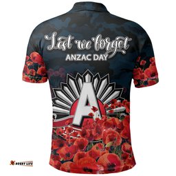 Anzac Day Blues Polo Shirt Poppy Flowers With Army Patterns